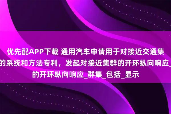 优先配APP下载 通用汽车申请用于对接近交通集群进行纵向控制的系统和方法专利，发起对接近集群的开环纵向响应_群集_包括_显示