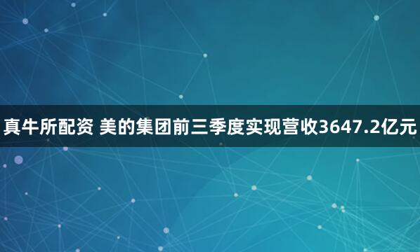 真牛所配资 美的集团前三季度实现营收3647.2亿元